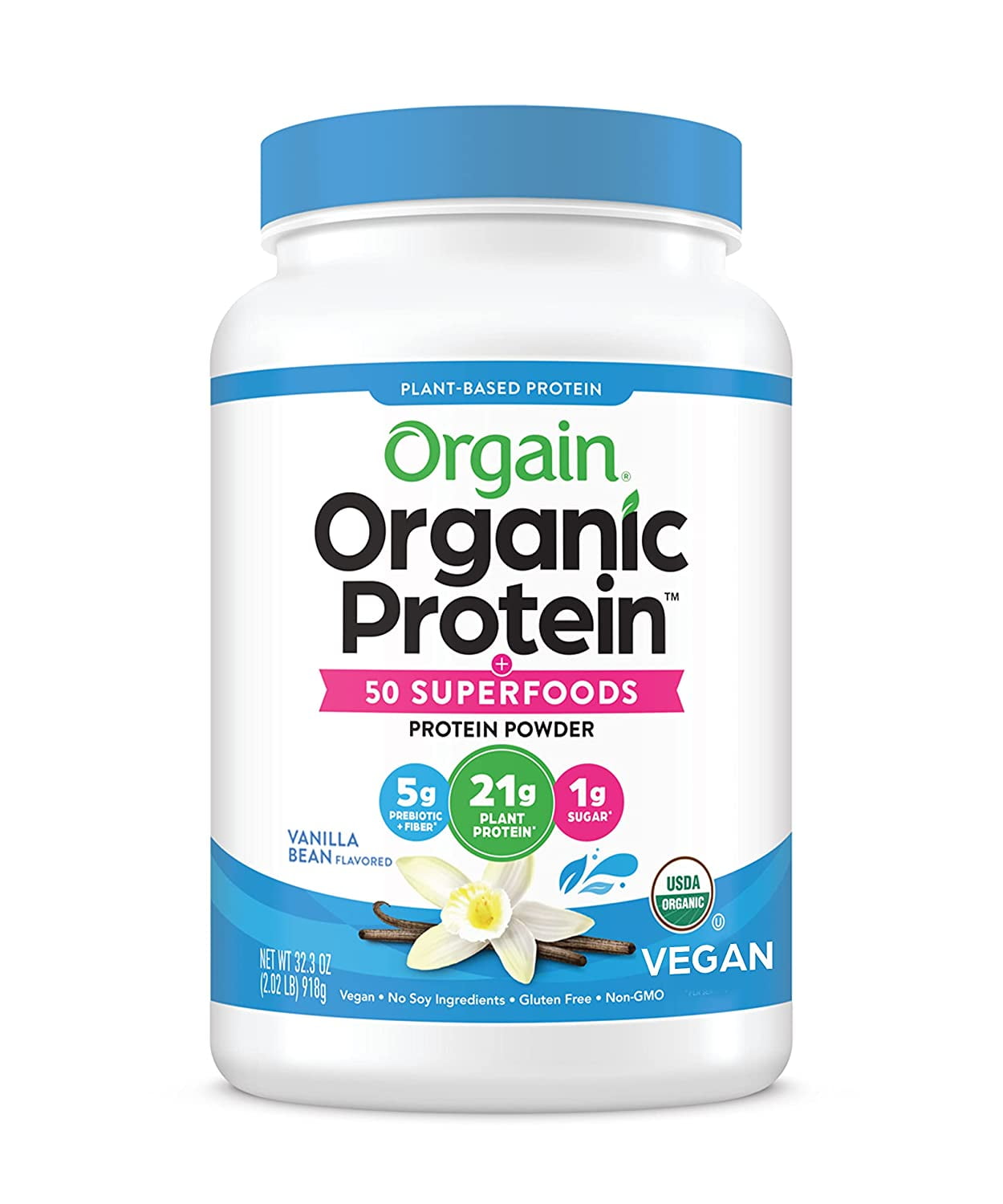 Orgain Organic Protein + Superfoods Powder, Vanilla Bean 21g of