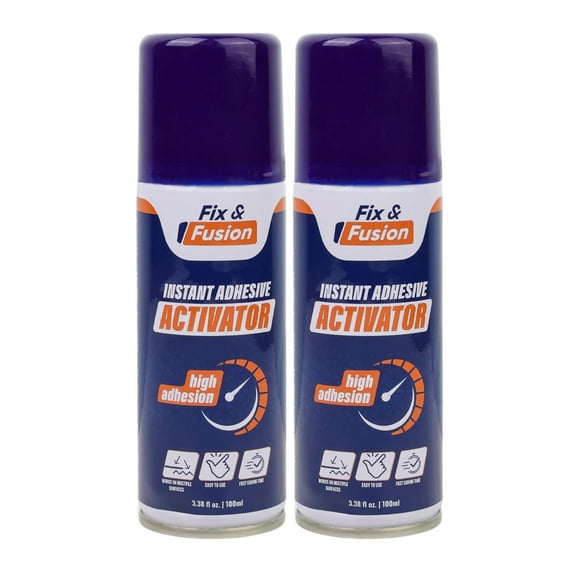 FIX & FUSION Activator Spray (3.38 Fl Oz), Instant Cure Accelerator for Cyanoacrylate (CA) Super Glue for Wood, Plastic, Rubber, Granite, and DIY & Professional, Accelerates Bonding Strength, 2 Pack