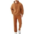 thumbnail image 2 of VBTAPA Men's 2 Piece Outfits Knit Jacquard Hoodies Sweatshirt Tracksuit and Joggers Sweatpants Sweatsuit Sets with Pockets Orange M, 2 of 8