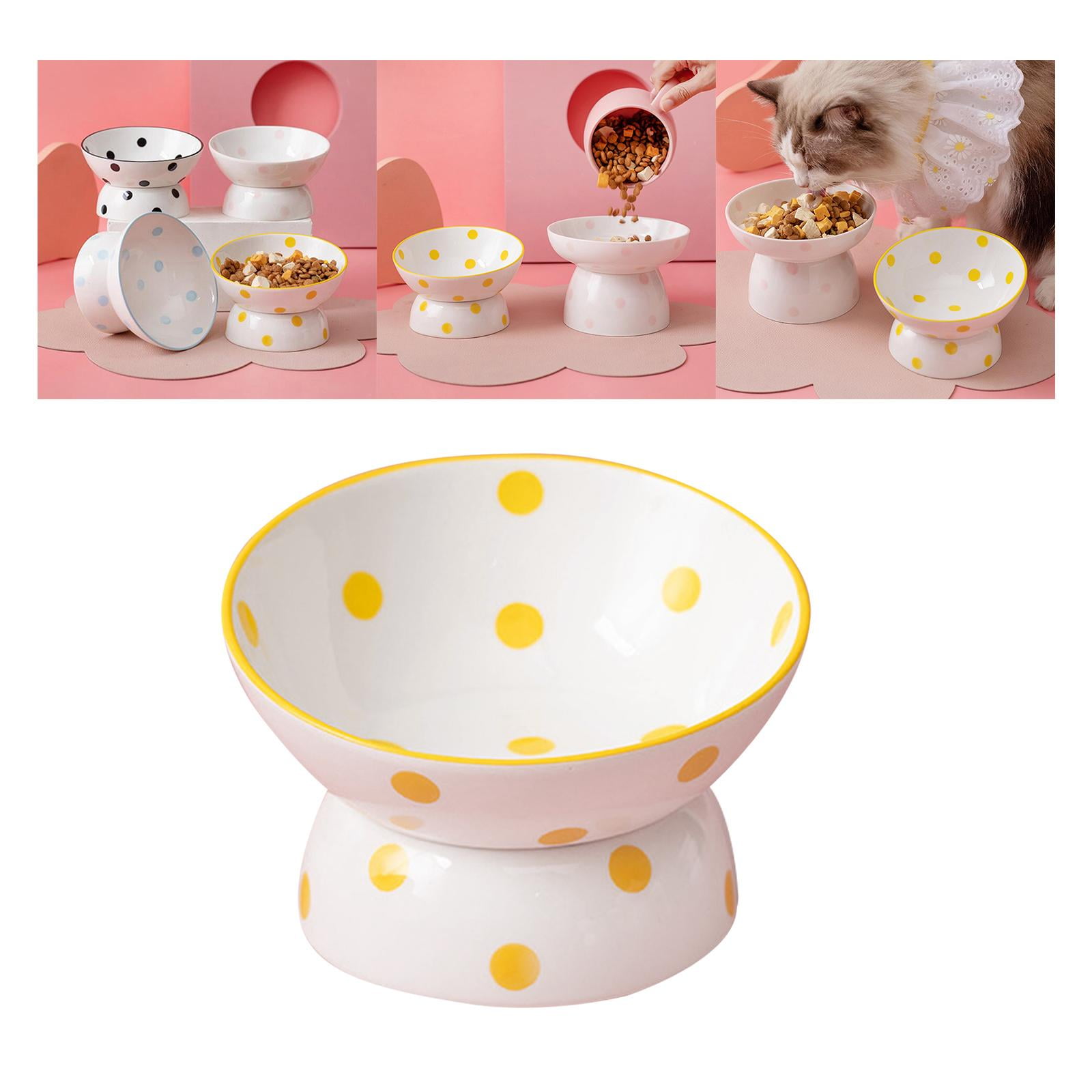 Ceramic Raised Cat Bowl - Whisker Friendly, Non-Slip Fish Shape For Flat-Faced Cats (Pink)
