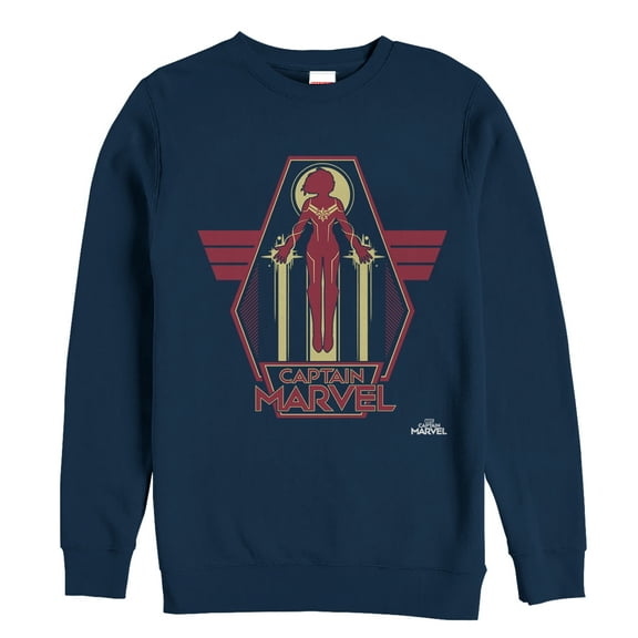 Men's Marvel Captain Marvel Retro Take Flight  Sweatshirt Navy Blue Medium