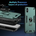 thumbnail image 5 of Allytechgroup iPhone X/ iPhone XS Case Cover, Bumper Shockproof Case with Ring Holder Stand Compatible with Car Mount Premium PC and TPU Phone Case for iPhone X/ iPhone XS, Darkgreen, 5 of 7