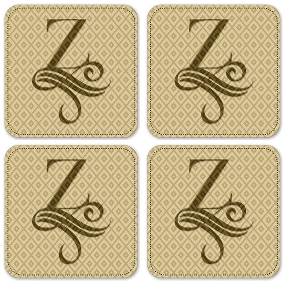 Vinyl Drink Coasters - Set of 4 - Letter "Z" Monogram