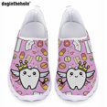 thumbnail image 1 of Doginthehole - Zapatos de enfermera informales a la moda para mujer, nuevos, ligeros, cómodos, de malla transpirable, zapatos planos con estampado de dientes de dibujos animados, 1 of 5
