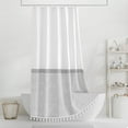 thumbnail image 6 of Seasonwood Farmhouse White Shower Curtain with Gray Striped and Tassels Modern Shower Curtain 72" x 78", 6 of 6
