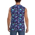 thumbnail image 4 of Lsque Blue Flower Skull Print Men's Cotton Blend Sleeveless Muscle Shirts (S-3XL)- Moisture Wicking, Odor Protection, UPF 30+,Large, 4 of 8