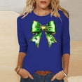 thumbnail image 2 of Womens Funny St Patricks Day Shirts 3/4 Sleeve Crewneck Green Graphic Comfy Casual Loose Fit Tee Shirts Pullover Tops (S, Navy), 2 of 5