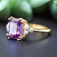 thumbnail image 3 of Amethyst Engagement Ring Freshwater Pearl Cluster Jewelry Alternative Fine Women Promise Ring Yellow Gold Plated Gift Ring, 3 of 4