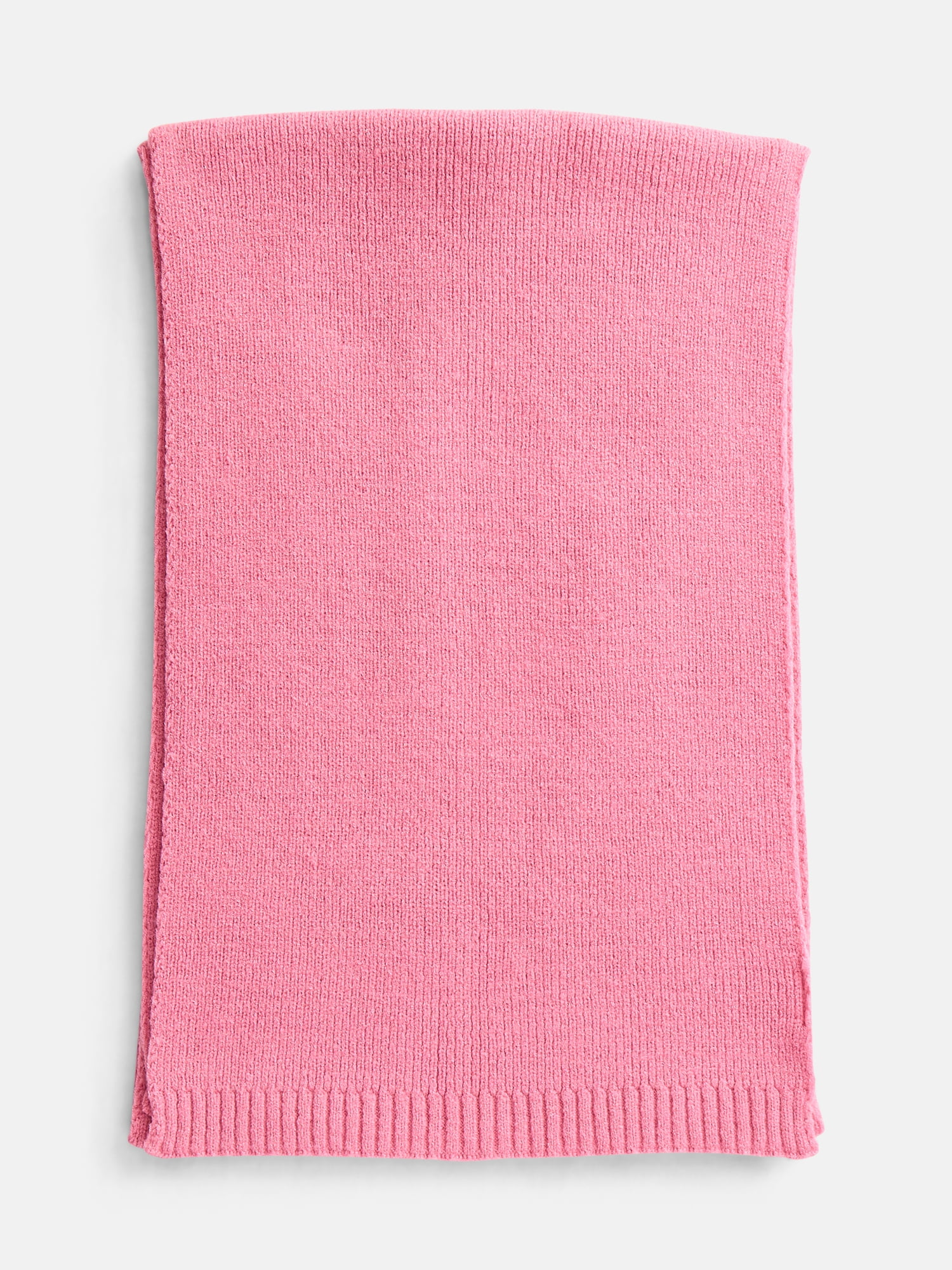 Scenario Women's Knit Oblong Scarf with Ribbed Trim, Fanciful Pink