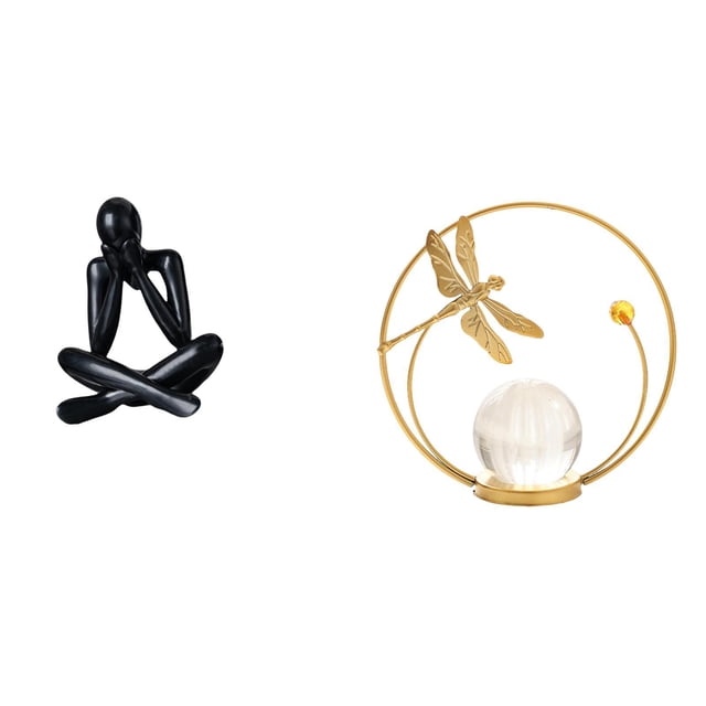 Figura de pensador Escultura abstracta Estatua de bola de cristal Adorno minimalista Decoración de mesa moderna Material ligero Adecuado para oficina
