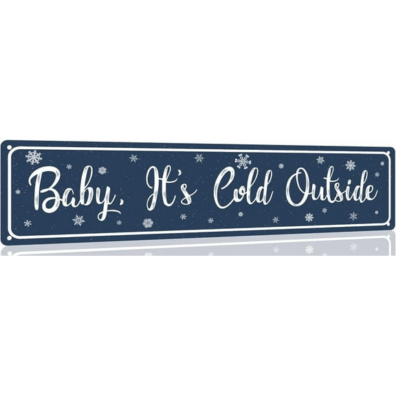 Baby It's Cold Outside Tin Sign Funny Christmas Metal Signs Vintage Santa Print Art Poster Wall Decor For Kitchen Patio Yard Office Cafe Bar 4x16 Inch