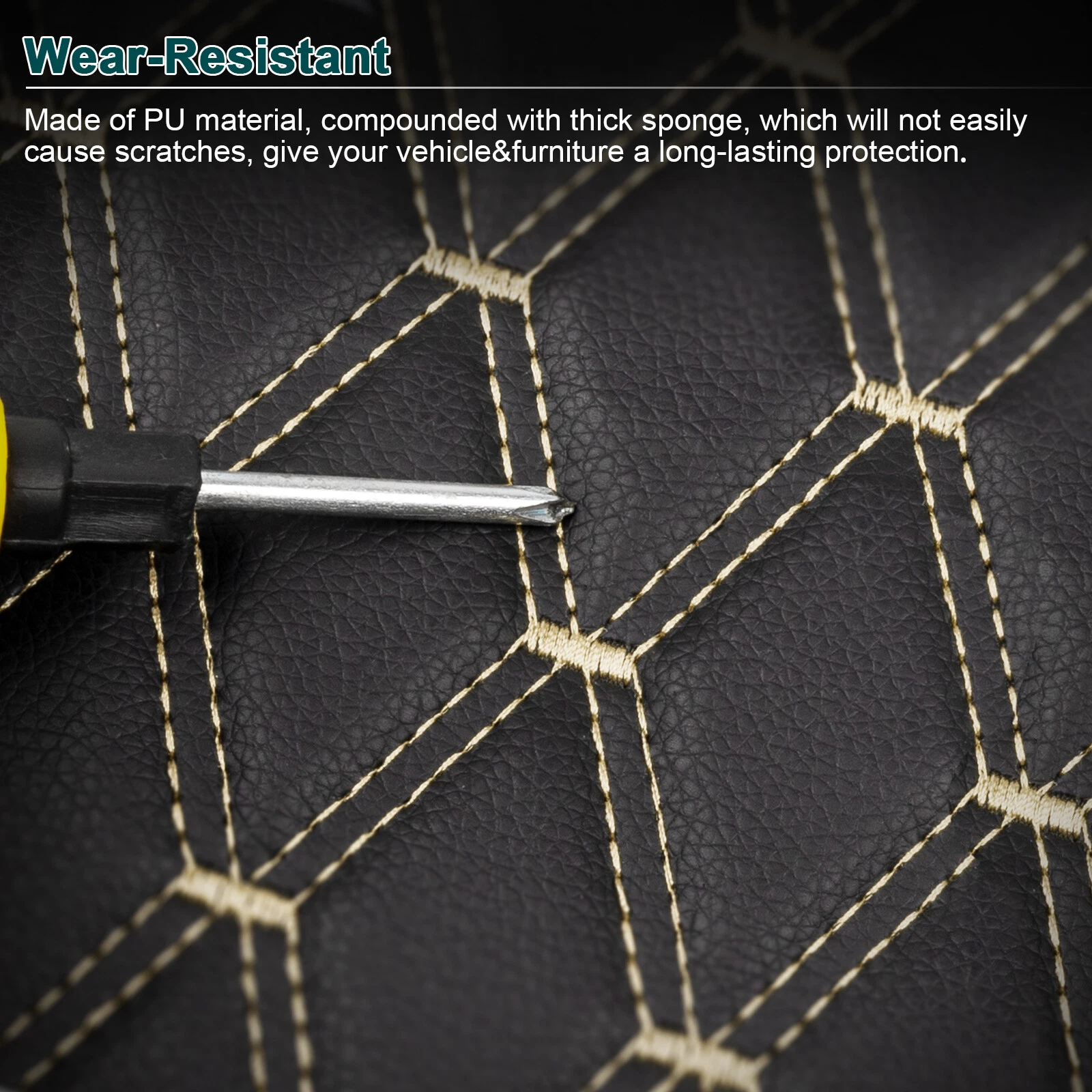 63" W Automotive Headliners Fabric, Waterproof Vinyl Faux Leather Upholstery Material Foam Backed for Car Seat Trunk Floor Mat Furniture Chair DIY Black 2 Yard