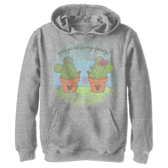 Boy's Mickey & Friends Mickey and Minne You Prickle My Fancy Cactus Silhouettes  Pull Over Hoodie Athletic Heather Small