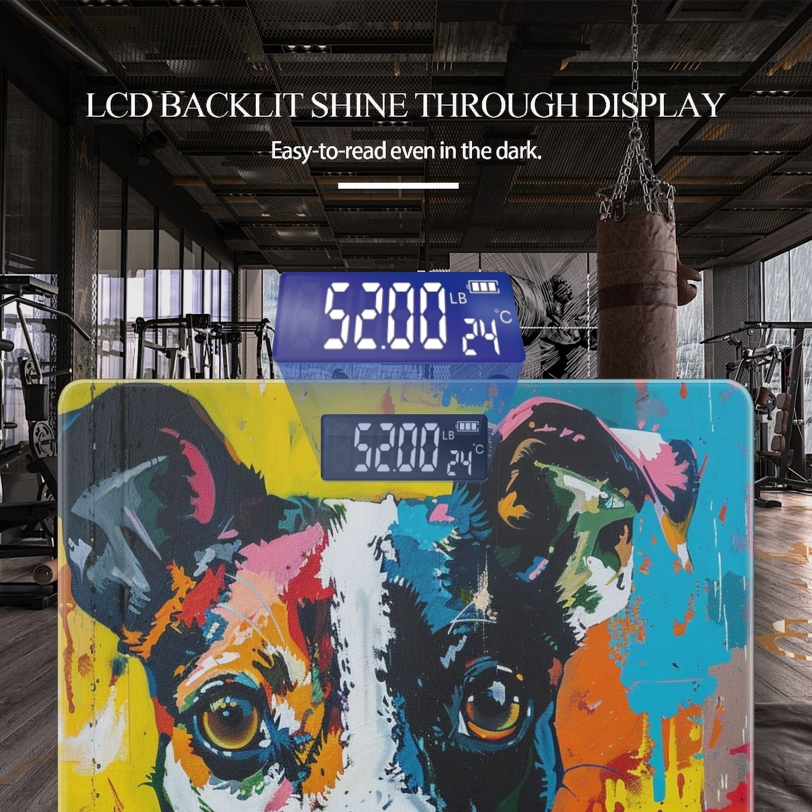 High Precision Body Weight Scale Smart Bathroom Scales with Large LCD Display(400lbs),Decorative for Bedroom-Abstract Colorful Painting Of Jack Russell Terrier