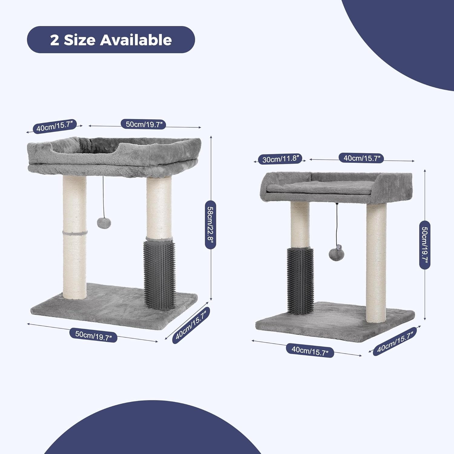 Cat Tree Tower for Large Cats Cat Scratching Post with Cat Self Groomer,Top Bed, Thick Scratch Post Danging Ball Great for Indoor Cats
