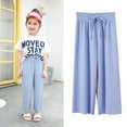 thumbnail image 3 of Hotiary Girls Versatile High Waist Pants Solid Color Loose Casual Ice Silk Wide Leg Ninth Pants for 3-14 Years Toddler Kids, 3 of 3