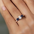 thumbnail image 4 of Gem Stone King 2.32 Ct Oval White Created Sapphire Blue Sapphire 18K Rose Gold Plated Silver Ring (Size 5), 4 of 6