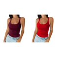 thumbnail image 1 of 2 Pack(Red 1PCS & Brick Red 1PCS) Mens Running Multipack Women Spaghetti Strap 3 Tall Women Neck Ribbed Tank Tops Slim Fitted Camisole Basic Sleeveless Layering Shirts, 1 of 4