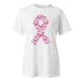 thumbnail image 4 of Lroveb Breast Cancer Awareness Shirts for Women Elegant Casual Printed Short Sleeve V Neck T Shirt Tops Pink Ribbon Graphic Tees Hot Pink, 4 of 5