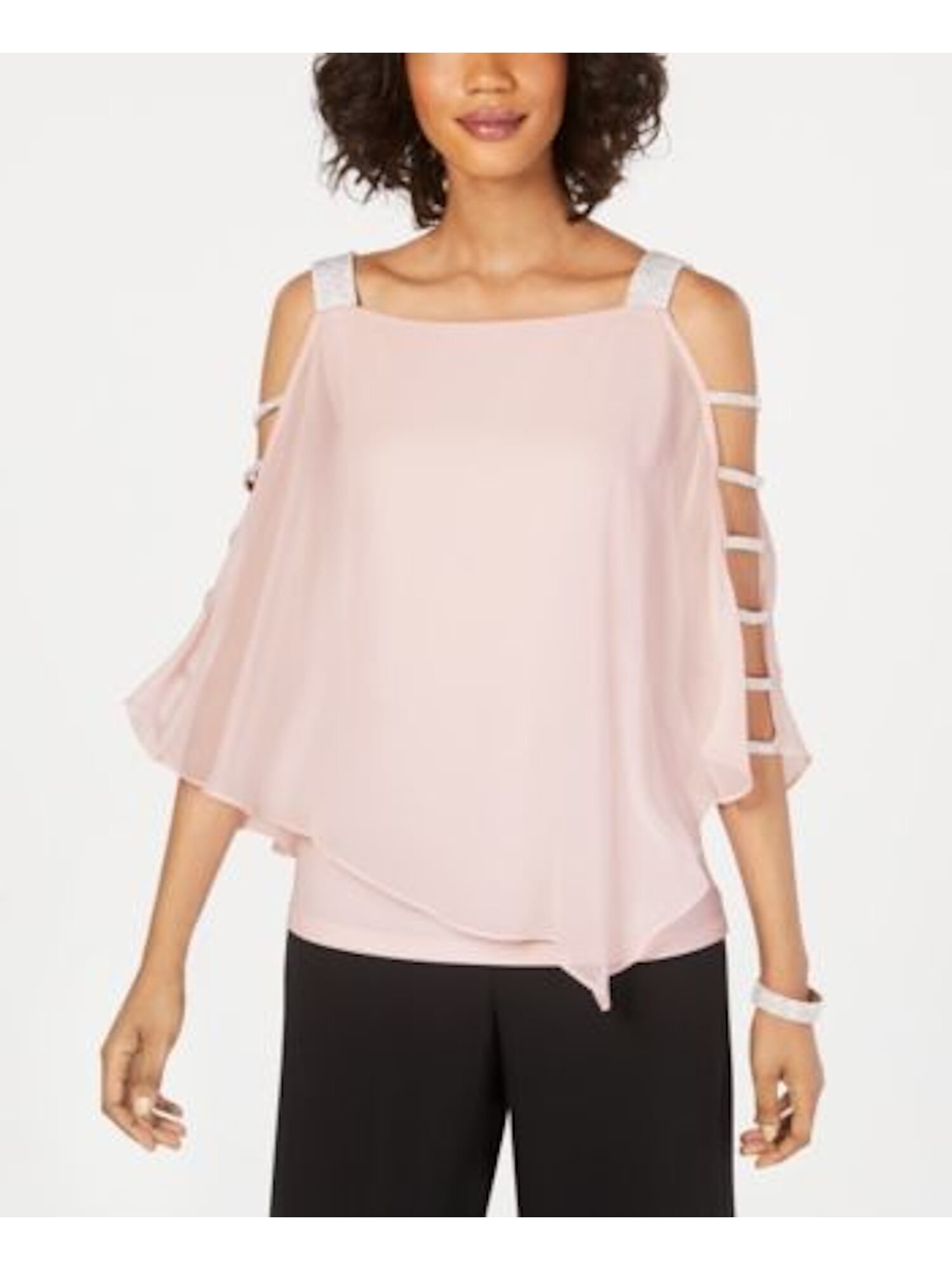 MSK - MSK Womens Pink 3/4 Sleeve Square Neck Formal Top Size PS