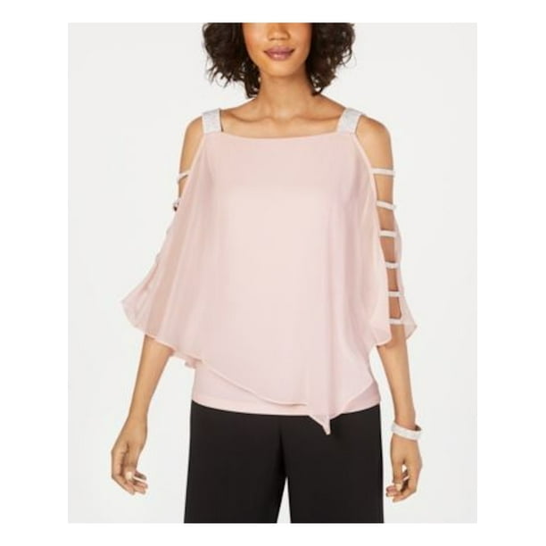 MSK MSK Womens Pink 3/4 Sleeve Square Neck Formal Top Size PS