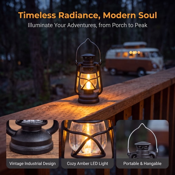 Christmas Decorations LED Lantern 8cm, Flameless Vintage Style Hanging Light for Christmas Tree Mantel Tabletop Holiday Display