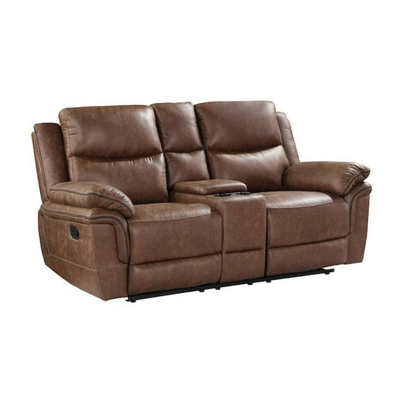 New Classic Furniture Ryland Polyester Fabric Console Loveseat in Brown