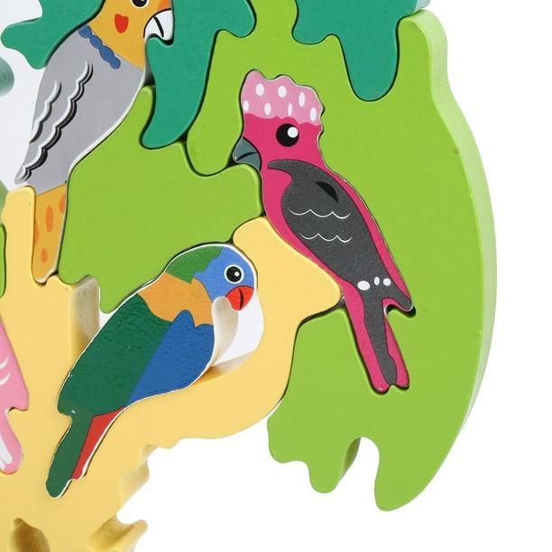 LAFGUR Arbre à oiseaux en bois empilable en trois dimensions Jouet de  développement de l'intelligence pour enfant Puzzle, Arbre à oiseaux Puzzle  en trois dimensions, Bloc de construction Jouet pour arbre à