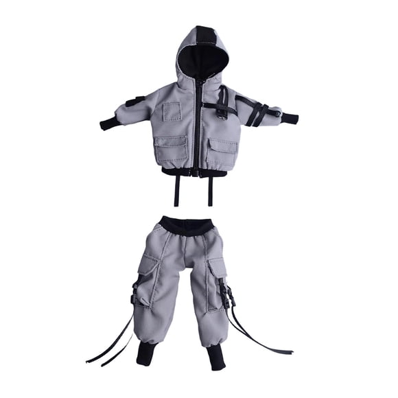 lionlar Ensemble Haut à Manches Longues et Pantalon 1/12 Cosplay pour Figurines d'Action Accessoires 6 Po Gris