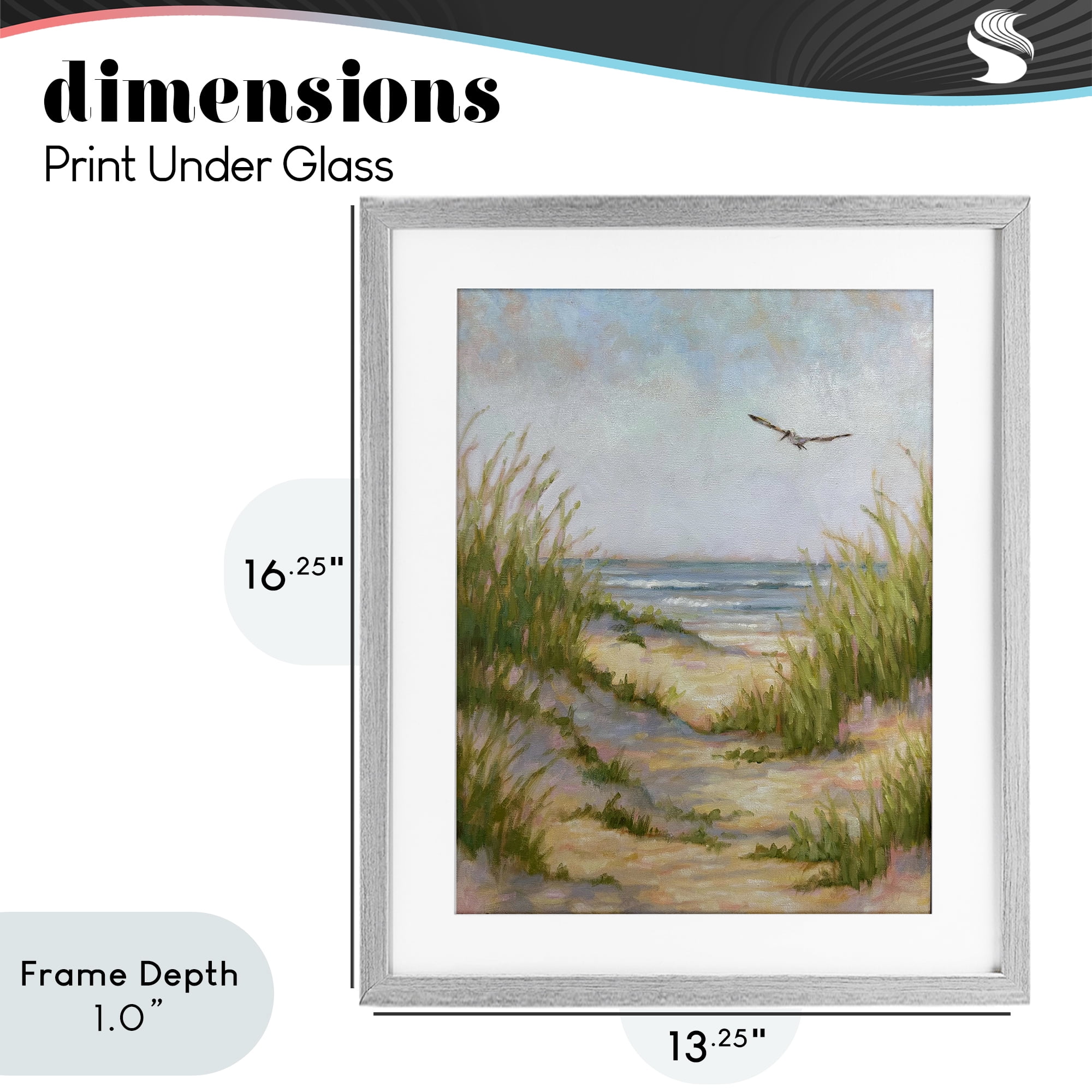 Stupell Industries Peaceful Beach Sand Dunes Gray Framed Print Under Glass, design by Linda Sperruzzi
