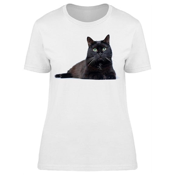 A Cute Black Cat Lying On Floor T-Shirt Women -Image by Shutterstock, Female 3X-Large