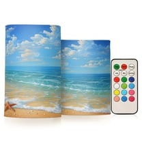 ALAZA Sea Star on Beach Landscape 2 PCs LED Flickering Flameless Candles with Remote Timer Battery Operated Candle