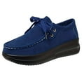 thumbnail image 4 of Women's Casual Suede Dress Shoes Comfortable Platform Wide Toe Box Non Slip Walking Shoes Vintage Lace Up Sneakers Blue Size 8.5, 4 of 5