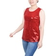thumbnail image 2 of Petite Sleeveless Sequined Tank Top With Combo Banding, 2 of 3