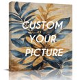 thumbnail image 2 of Navy Blue Brown Wall Art Painting on Canvas, Tropical Palm Leaves Vintage Canvas Art Home Prints Wall Art Framed Modern Artwork for Living Room Bedroom Wall Decor 8x8in, 2 of 9