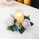 thumbnail image 5 of Anillos de vela Coronas Corona pequeña Pilar Portavelas Coronas florales Flor floral artificial Guirnalda para fiesta Pascua Mesa Acción de gracias , Blanco, 5 of 7