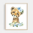 thumbnail image 2 of Cheetah, Jungle Animals, Safari Animals, Blue Flowers, Boy Nursery - Illustration Animal Watercolor Floral Wildlife Whimsical Unframed Wall Art Print 8 x 10 inches, 2 of 13