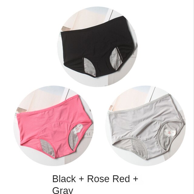 QWZNDZGRL To 8XL3pcs/lot Cotton Period Panties Heavy Flow Set Teenagers