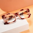 thumbnail image 6 of Pink Tortoiseshell Thick Oversize Square Reading Glasses 3.00 for Women and Men, Blue Light Blocking Spring Hinge Readers +3.00, 6 of 6
