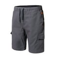 thumbnail image 6 of Cotonie Mens Shorts, Men Casual Solid Knee Length Cargo Shorts with Pocket Slim Fit Drawstring Summer Shorts Gray L, 6 of 6