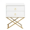 thumbnail image 3 of Kadyn Wood Nightstand with 2 Drawers and Golden Handle, Storage Bedside Table, Side Table for Living Room and Bedroom, White, 3 of 8