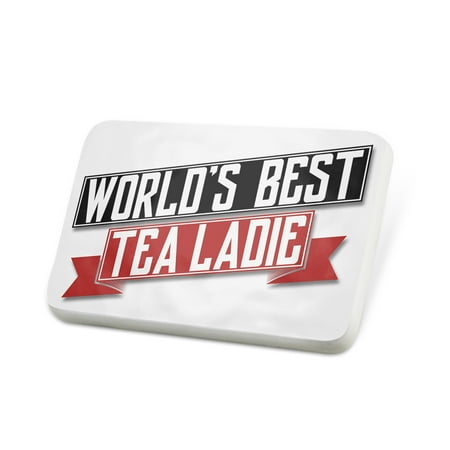 Porcelein Pin Worlds Best Tea Ladie Lapel Badge – (Best Slimming Tea In The World)