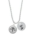 thumbnail image 1 of Delight Jewelry Silvertone Domed Black OD Silvertone Script Initial Disc - I - Charm Necklace, 20"+3", 1 of 4