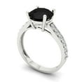 thumbnail image 2 of 2.3 ctw Solitaire with Zirconia Diamond Accents Anniversary Ring for Women | Round Cut Natural Onyx | Hyperallergenic Solid 18K White Gold, 2 of 5