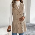 thumbnail image 6 of Corduroy Vest for Women Button Down Sleeveless Jacket Fall Winter Lapel Casual Outerwear Long Tunic Fashion Coat, 6 of 7