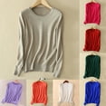 thumbnail image 4 of Women 's Spring Long Sleeve Tops Casual Loose Blouses Crew Neck Solid Color Pullover Lightweight Tunic Shirts(Hot Pink,XXL), 4 of 4