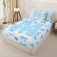 thumbnail image 2 of Castle Fairy Blue Bow Letter M Zipper Twin Comforter Sets with Fitted Sheet and 2 Pillowcases for Girls,Cute Flowers Zipper Bedding Set,4-Piece,Reversible, 2 of 6