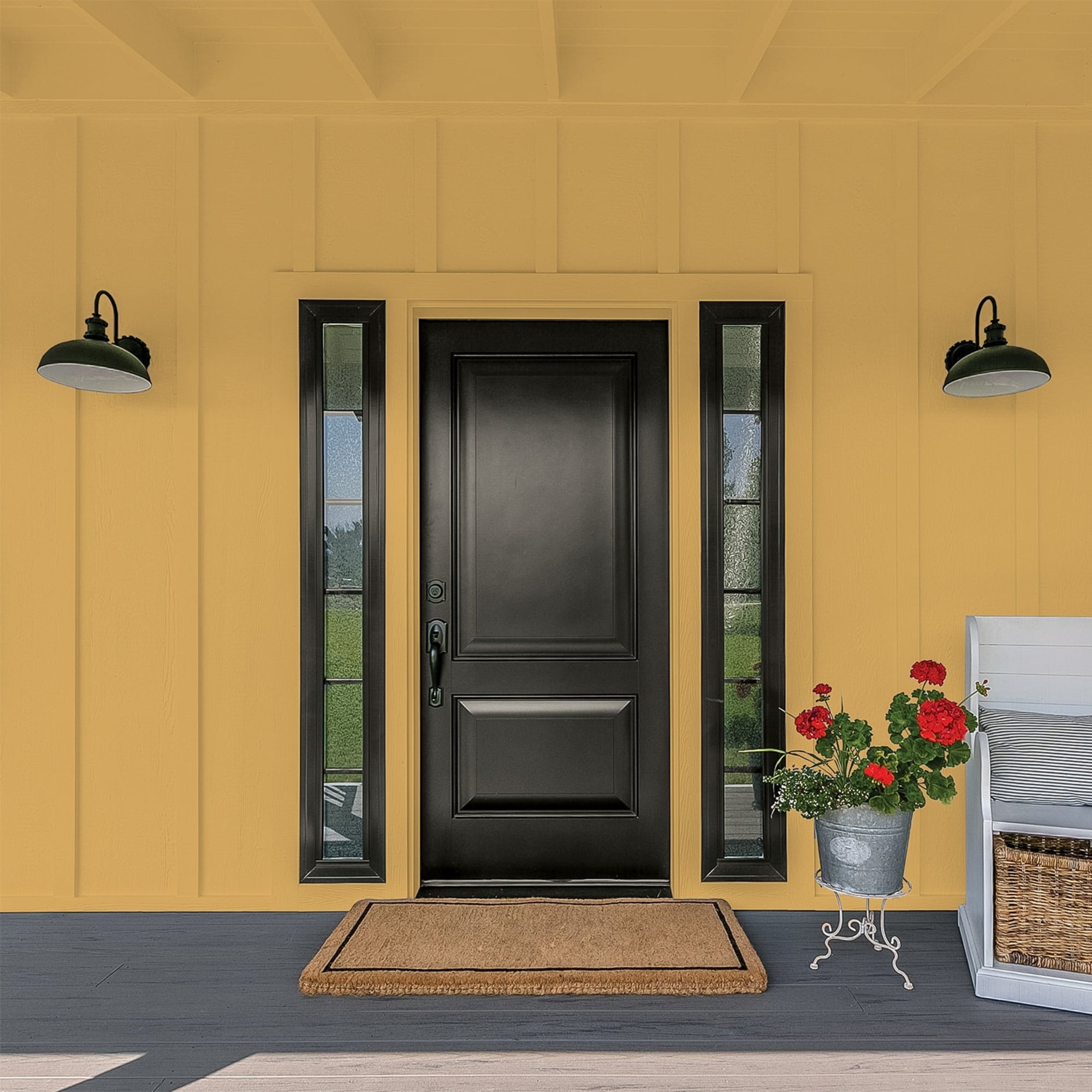 Glidden Fundamentals Amaretto Sours / Yellow, Flat Exterior Paint, 1 Gallon