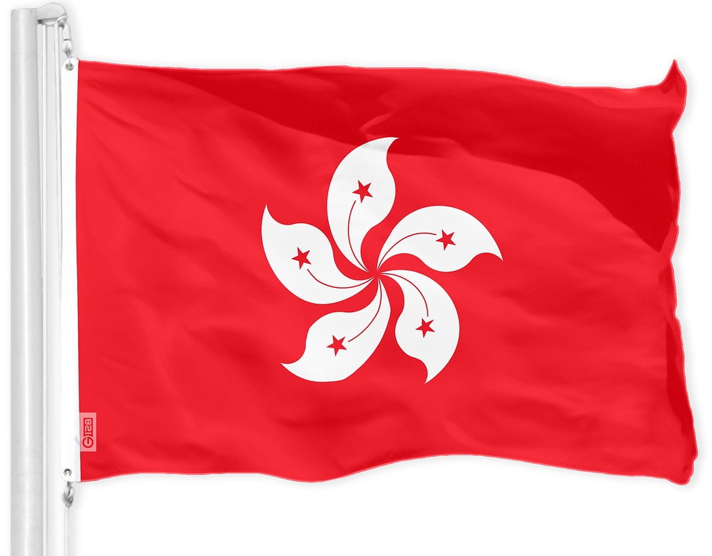 G128 Combo Pack: American USA Flag 3x5 Ft & Hong Kong Hong Konger Flag 3x5 Ft, Both Printed 150D Polyester, Indoor/Outdoor, Brass Grommets