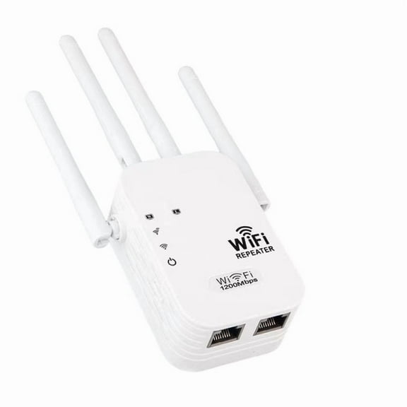HUOEPU WiFi Extender, 1200Mbps Signal Booster with 4 External Antennas & US Plug, Easy Setup Internet Repeater Stable Internet Performance for Home & Office